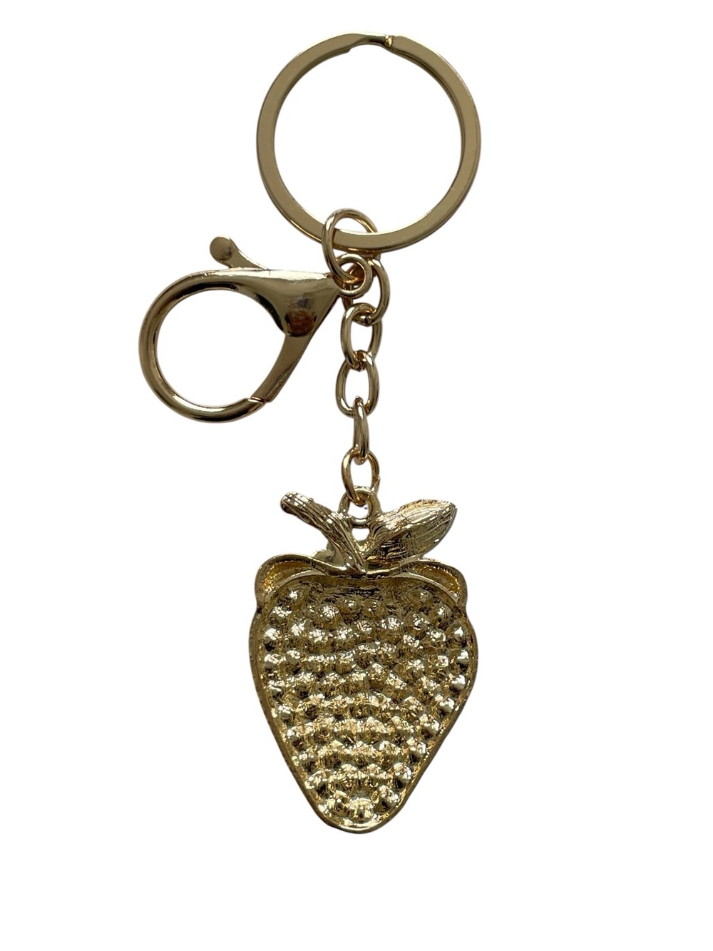 Gold Strawberry Crystal Keychain - Picture 3 of 4